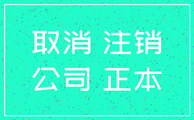 取消 注销_公司 正本