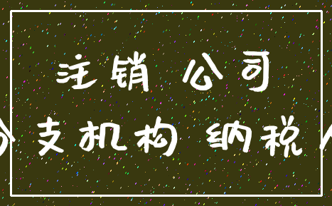注销 公司_分支机构 纳税人