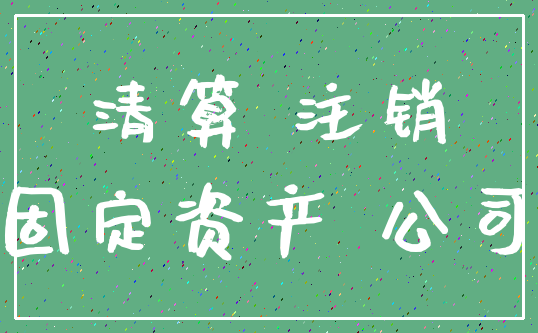 清算 注销_固定资产 公司
