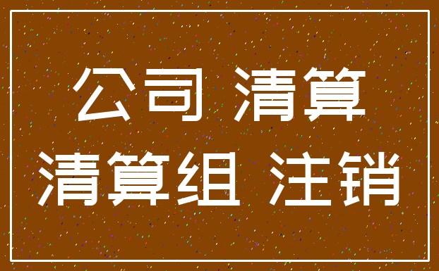 公司 清算_清算组 注销