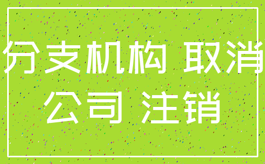 分支机构 取消_公司 注销