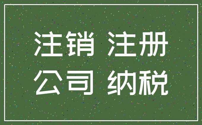 注销 注册_公司 纳税