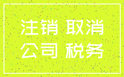 注销 取消_公司 税务