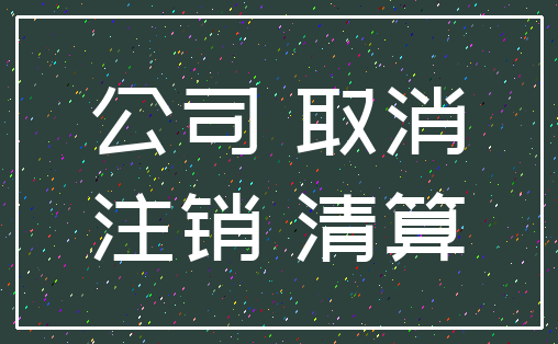 公司 取消_注销 清算