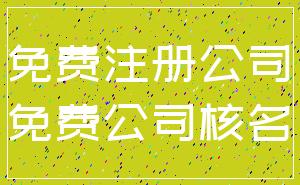免费注册公司_免费公司核名