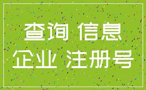 查询 信息_企业 注册号