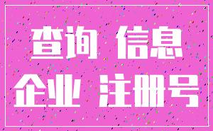 查询 信息_企业 注册号